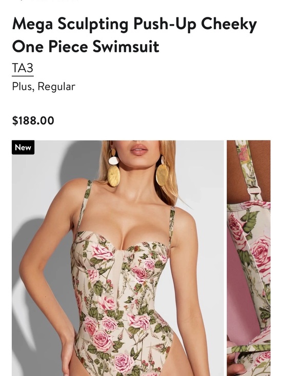 Ta3 Other - XL TA3 Floral One-Piece Sculpting Push-Up Swimsuit - Thorny Rose